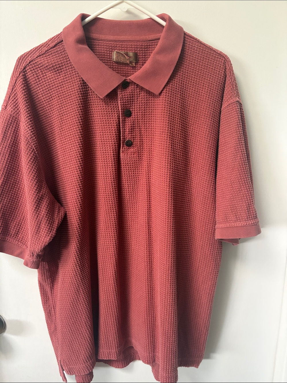 The Territory Ahead Waffle-Knit Polo in Terracotta